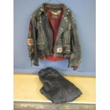 A vintage leather biker jacket and a pair of leather Gap trousers- as found