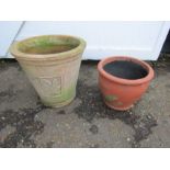 2 Terracotta garden pots. Tallest H43cm approx