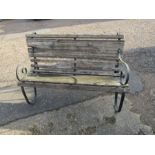 Wrought iron garden bench with wooden slats L130cm approx