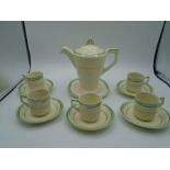Art Deco Grindley coffee set (5 cups and saucers, coffee pot and plate)