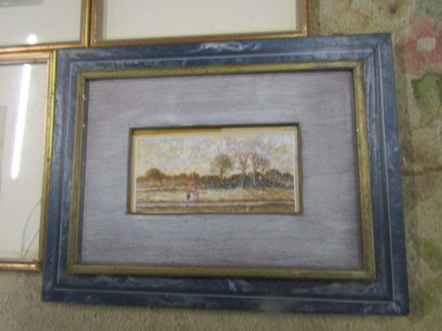 Framed colour sketches, oil on board and prints - Image 5 of 9