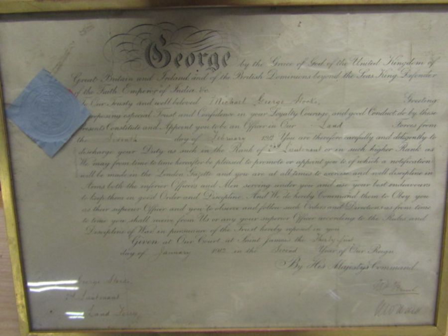 A letter of commission dated 1912 addressed to Michael George Stocks who was the owner of Woodhall