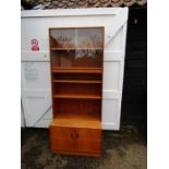 Retro G-Plan Fresco wall unit with glass sliding door display to top and 2 door cupboard to base