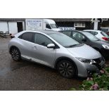 Honda Civic Silver 1.8 i-VTEC EX Plus (s/s) 5dr, December 2015 with private number plate (7188 VF)