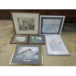 Various framed prints and signed watercolours