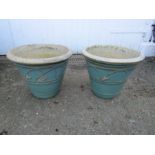 Pair of ceramic garden plant pots H35cm approx