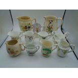 Collection of vintage water, milk and cream jugs to incl Royal Albert, Arthur Wood, Shelley, Burslem
