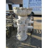 Large concrete cherub bird bath/planter H98cm approx