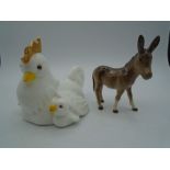 Beswick china donkey, model 2110, brown, gloss, 11cm and Beswick Little Likeables "Family Gathering"