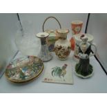 Mixed lot of china/glass etc to incl Coalport figurine "The Skater" limited edition 598/2000,