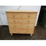 Vintage pine 2 short over 3 long chest of drawers H97cm W96cm D46cm approx