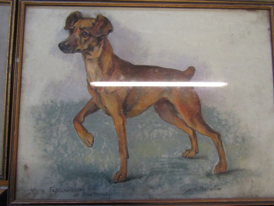 Marjorie Cox pastels of 'Foxtown' dogs x4 and one other by the same artist - Image 4 of 6