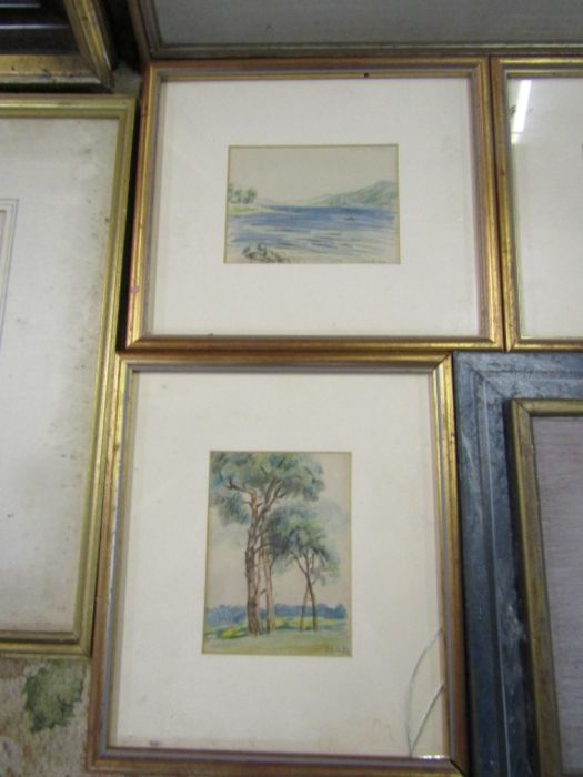 Framed colour sketches, oil on board and prints - Image 6 of 9