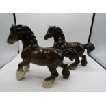 2 Beswick horses one has a repaired leg