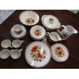 Alfred Meakin 'Poppy' china comprising 6 plates, 6 side plates, 6 bowls, fruit/sering bowl,