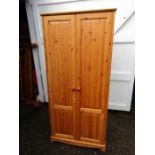 Solid pine 2 door wardrobe H179cm W83cm D57cm approx