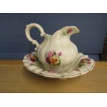 Staffordshire water jug and bowl with roses design