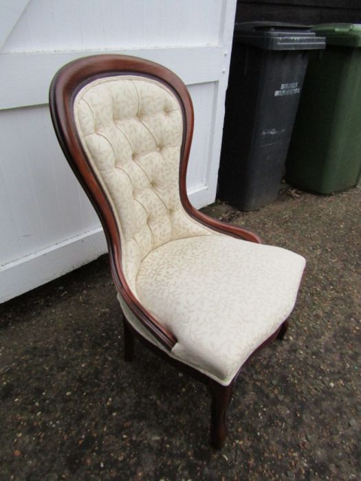 Mahogany upholstered button back bedroom chair