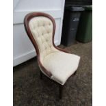 Mahogany upholstered button back bedroom chair