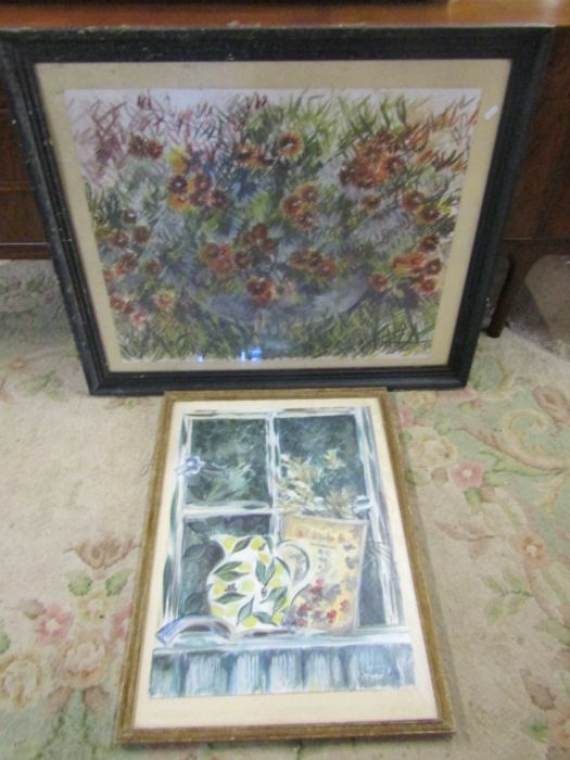 2 Framed floral paintings
