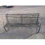 Wrought iron garden bench with wooden slats L183cm approx