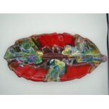 Vintage Vallauris pottery leaf shaped dish, approx 44cm long