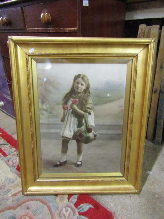 Vintage Gilt framed photo of a young girl 67cm x 84cm approx