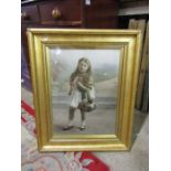 Vintage Gilt framed photo of a young girl 67cm x 84cm approx