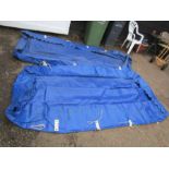 2 market stall tarpaulin covers, one has some damage to edges as seen in photos