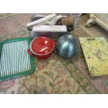 Various kitchenalia to include retro apple ice box and enamel pan