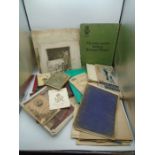 Mixed box of vintage ephemera to incl sketch book, 1883 book of handwritten poems/stories,