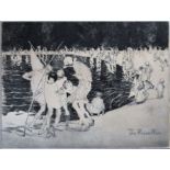 After Sarah Thompson Townsend black and white etching titled 'The round pond' Kensington Gardens,
