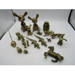 Brass animals including mice, crocodiles and ducks etc