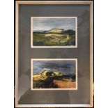 S J Hill - two abstract landscape painting, framed and glazed, 49 x 67cm