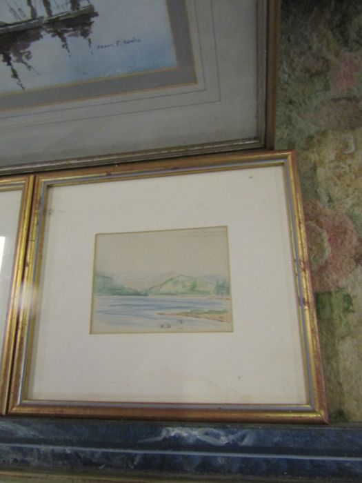 Framed colour sketches, oil on board and prints - Image 7 of 9