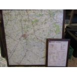 Framed ordnance survey map & key showing Downham market area - West Dereham and surrounding area;s