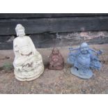 3 Garden Buddha statues. Tallest H45cm approx