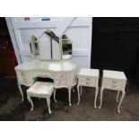 Queen Anne style dressing table with stool and matching bedside cabinets. Dressing table H77cm(