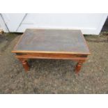 Mexican Pine coffee table with slate top H40cm TOP 52cm x 81cm approx