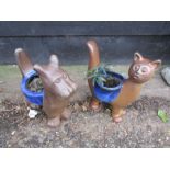 Ceramic dog and cat planters