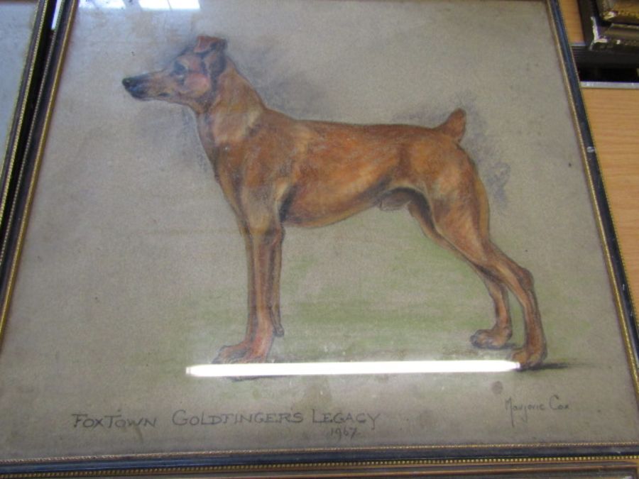 Marjorie Cox pastels of 'Foxtown' dogs x4 and one other by the same artist - Image 3 of 6