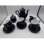 Royal blue 'Crown Japan' tea set for 6