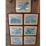 A set of 7 prints depicting sporting scenes