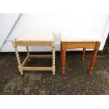 2 stools, 1 with barley twist legs