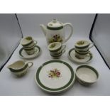 Crown Ducal 'Norvic citrus' part tea set comprising teapot, sugar bowl, milk jug, 6 cups, 4