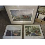 2 hunting prints 'fox hunting' 'Grouse shooting' and a racehorse print 'Kellsboro Jack'