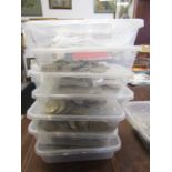 7 tubs of 2 shilling coins - about £40 worth
