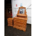 Solid pine 3 drawer dressing table with mirror and 3 drawer bedside cabinet. Dressing table H85cm (