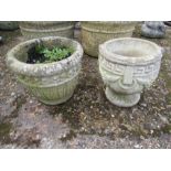 2 concrete garden pots