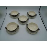 5 X Alfred Meakin 'Midnight Star' soup bowls and saucers